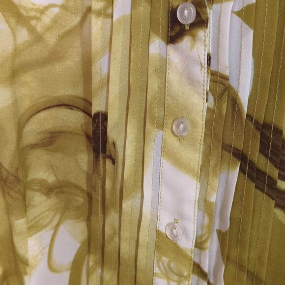 The Limited Green Sleeveless Button Down Pleated Front Blouse Women's Size L - Picture 3 of 7